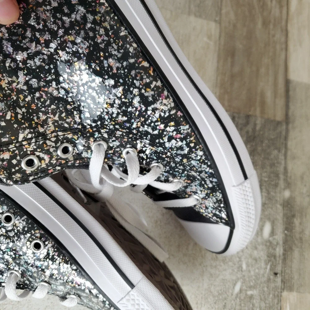 Converse Chuck Taylor All Star Hi Kids Shoes Sz 6 Black Multi Lace Up Glitter
